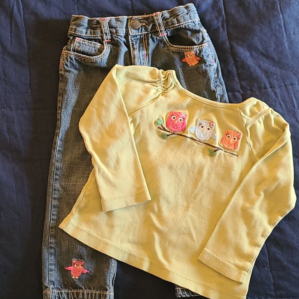 Owls! Shirt and jeans size 3T
